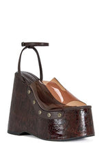 AZALEA WANG Women's Jenza Chocolate Platform Wedge Jelly Sandals