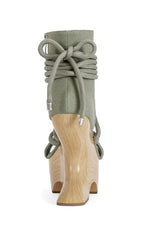 AZALEA WANG Women's Tiziano Olive Curved Wrap Around Platform Sandals