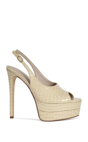AZALEA WANG Women's Exactly Taupe Croc Stiletto Pumps