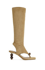 AZALEA WANG Women's Dottie Faux Suede Tan Stiletto Sandals