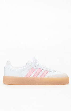 adidas Women's White & Pink Samba Sneakers