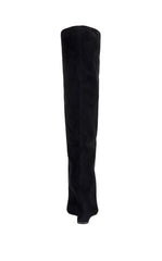 AZALEA WANG Women's Vincent Black Faux Suede Peep Toe Wedge Heels