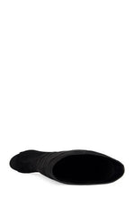 AZALEA WANG Women's Vincent Black Faux Suede Peep Toe Wedge Heels