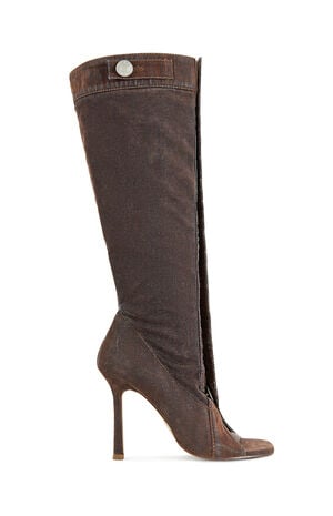 AZALEA WANG Women's Kazuki Burnt Orange Velvet Stiletto Boots