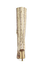 AZALEA WANG Women's Madeye Nude Snake Stiletto Boots
