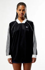 adidas Black 3-Stripes Jacquard Long Sleeve Jersey
