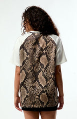 adidas Snakeskin Print Satin Short Sleeve Oversized Jersey
