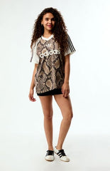 adidas Snakeskin Print Satin Short Sleeve Oversized Jersey
