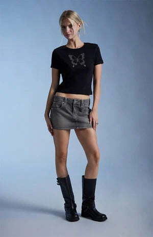 Third Charm Rhinestone Butterfly Skimmer T-Shirt