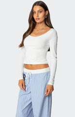 Edikted Millicent Wide Scoop Neck Top