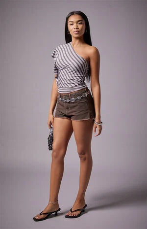 Third Charm Joan One Shoulder Striped Top