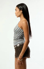 Third Charm Joan One Shoulder Striped Top