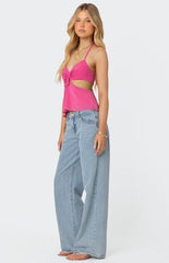 Edikted Duo Cutout Mesh Halter Top