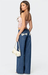 Edikted Odilia Sheer Lace Strapless Top