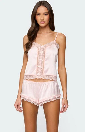 Edikted Clair Lacey Satin Effect Tank Top