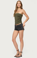Edikted Liat Ruched Built in Bra Tube Top