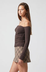 Beverly and Beck Ember Off-The-Shoulder Long Sleeve Cinched Top