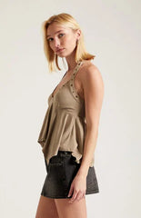 Third Charm Tate Grommet Halter Babydoll Top
