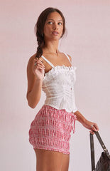 Beverly and Beck Chrissy Lace Trim Button Tank Top