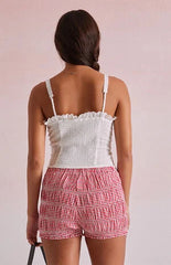 Beverly and Beck Chrissy Lace Trim Button Tank Top