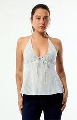 Beverly and Beck Mila Striped Halter Top