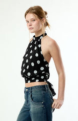 Beverly and Beck Mira Polka Dot Halter Top
