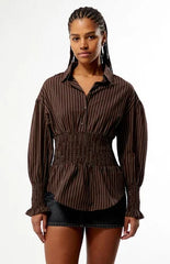 Daisy Street Dash Striped Long Sleeve Shirt