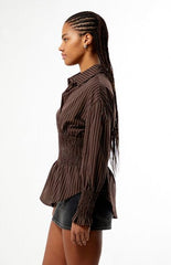 Daisy Street Dash Striped Long Sleeve Shirt