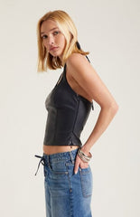 Third Charm Kaye Faux Leather Halter Corset