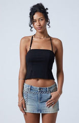 Third Charm Billie Split Hem Halter Top