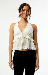 Your Favorite Bella Chiffon Ruffle Halter Top