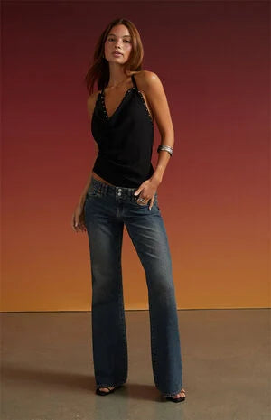 Third Charm Kai Studded Cowl Neck Halter Top