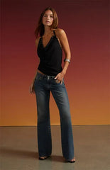 Third Charm Kai Studded Cowl Neck Halter Top