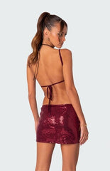 Edikted Cosmo Open Back Sequin Top