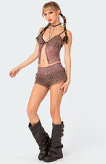 Edikted Janis Floral Ruffled Tank Top