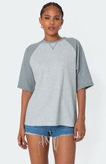 Edikted Oversized Raglan Waffle T-Shirt