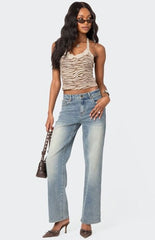 Edikted Zebra Printed Halter Top