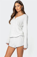 Edikted Chelsey Button Up Pointelle Top
