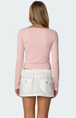 Edikted Morgyn Lace Trim Ribbed Top