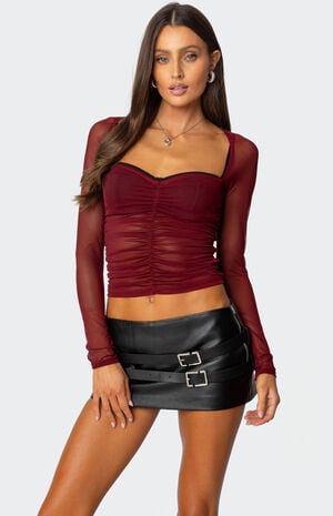 Edikted Tristina Ruched Mesh Bra Top