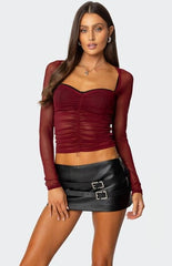 Edikted Tristina Ruched Mesh Bra Top