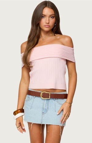 Edikted Blythe Ribbed Knit Fold Over Top
