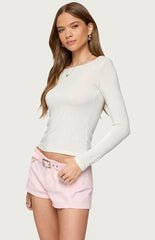 Edikted Semi Sheer Long Sleeve Top