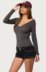 Edikted Alefa Scoop Neck Long Sleeve Top