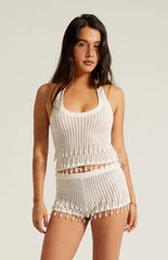 Beverly and Beck Alana Pearl Crochet Sweater Shorts