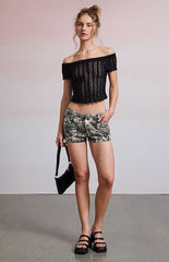 Third Charm Sima Off-The-Shoulder Crochet Top