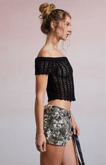 Third Charm Sima Off-The-Shoulder Crochet Top