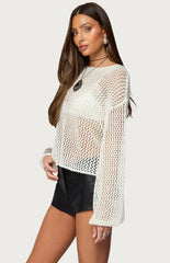 Edikted Charlise Open Knit Sequin Top