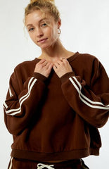 Rhythm Brown Contrast Crew Neck Sweatshirt