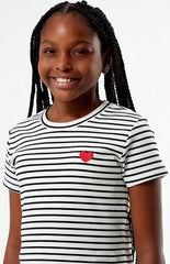 Pacsun Kids Striped Ribbed Embroidered Heart Skimmer T-Shirt